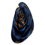 Gilded Rose In Kings Blue III - Asymmetric Metal Wall Art