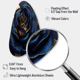 Gilded Rose In Kings Blue III - Asymmetric Metal Wall Art