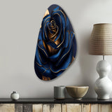 Gilded Rose In Kings Blue III - Asymmetric Metal Wall Art