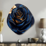 Gilded Rose In Kings Blue III - Asymmetric Metal Wall Art