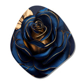 Gilded Rose In Kings Blue III - Asymmetric Metal Wall Art