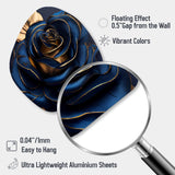 Gilded Rose In Kings Blue III - Asymmetric Metal Wall Art