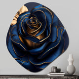 Gilded Rose In Kings Blue III - Asymmetric Metal Wall Art