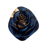 Gilded Rose In Kings Blue III - Asymmetric Metal Wall Art