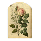 Victorian Retro Pink Rose V - Asymmetric Metal Wall Art