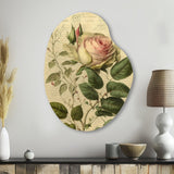 Victorian Retro Pink Rose V - Asymmetric Metal Wall Art