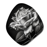 Blossoming White Rose On Black II - Asymmetric Metal Wall Art