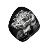 Blossoming White Rose On Black II - Asymmetric Metal Wall Art