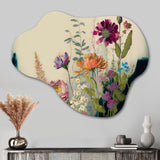 Painted Blossoming Wildflowers I - Asymmetric Metal Wall Art