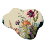 Painted Blossoming Wildflowers I - Asymmetric Metal Wall Art