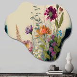 Painted Blossoming Wildflowers I - Asymmetric Metal Wall Art