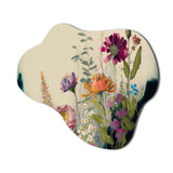 Painted Blossoming Wildflowers I - Asymmetric Metal Wall Art