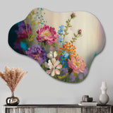 Painted Blossoming Wildflowers III - Asymmetric Metal Wall Art