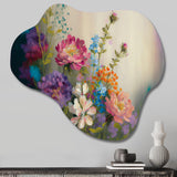 Painted Blossoming Wildflowers III - Asymmetric Metal Wall Art