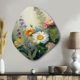 Painted Blossoming Wildflowers VI - Asymmetric Metal Wall Art