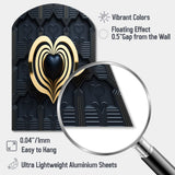 Black And Gold Radiant Shining Heart I - Asymmetric Metal Wall Art