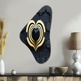 Black And Gold Radiant Shining Heart I - Asymmetric Metal Wall Art