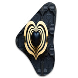 Black And Gold Radiant Shining Heart I - Asymmetric Metal Wall Art