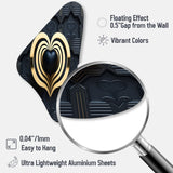 Black And Gold Radiant Shining Heart I - Asymmetric Metal Wall Art