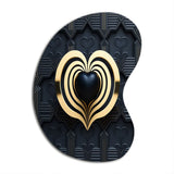 Black And Gold Radiant Shining Heart I - Asymmetric Metal Wall Art