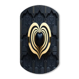 Black And Gold Radiant Shining Heart I - Asymmetric Metal Wall Art