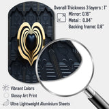 Black And Gold Radiant Shining Heart I - Asymmetric Metal Wall Art