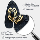 Black And Gold Radiant Shining Heart I - Asymmetric Metal Wall Art