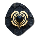 Black And Gold Radiant Shining Heart I - Asymmetric Metal Wall Art