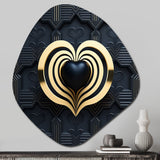 Black And Gold Radiant Shining Heart I - Asymmetric Metal Wall Art