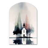 Picturesque Church In The Countryside - Asymmetric Metal Wall Art