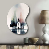 Picturesque Church In The Countryside - Asymmetric Metal Wall Art