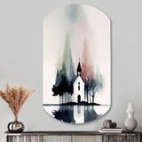 Picturesque Church In The Countryside - Asymmetric Metal Wall Art