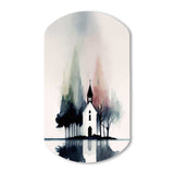 Picturesque Church In The Countryside - Asymmetric Metal Wall Art