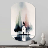 Picturesque Church In The Countryside - Asymmetric Metal Wall Art