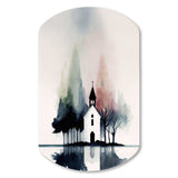 Picturesque Church In The Countryside - Asymmetric Metal Wall Art