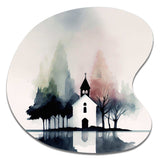 Picturesque Church In The Countryside - Asymmetric Metal Wall Art