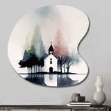 Picturesque Church In The Countryside - Asymmetric Metal Wall Art