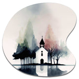 Picturesque Church In The Countryside - Asymmetric Metal Wall Art