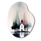 Picturesque Church In The Countryside - Asymmetric Metal Wall Art