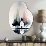 Picturesque Church In The Countryside - Asymmetric Metal Wall Art