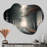 Misty Road Through The Forest I - Asymmetric Metal Wall Art