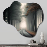 Misty Road Through The Forest I - Asymmetric Metal Wall Art