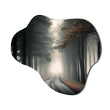 Misty Road Through The Forest I - Asymmetric Metal Wall Art