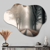 Misty Road Through The Forest II - Asymmetric Metal Wall Art