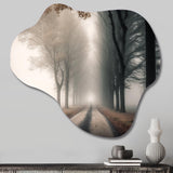 Misty Road Through The Forest II - Asymmetric Metal Wall Art