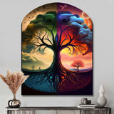 Tree Of Life Day And Night I - Asymmetric Metal Wall Art