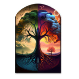 Tree Of Life Day And Night I - Asymmetric Metal Wall Art