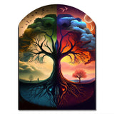 Tree Of Life Day And Night I - Asymmetric Metal Wall Art