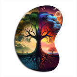 Tree Of Life Day And Night I - Asymmetric Metal Wall Art