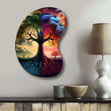 Tree Of Life Day And Night I - Asymmetric Metal Wall Art